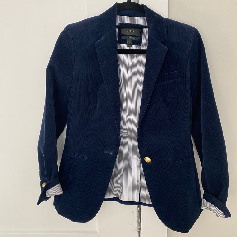 NWOT J Crew Campbell Navy Corduroy Blazer Size 0